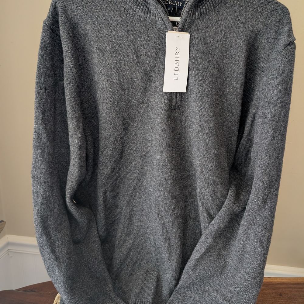 Ledbury Men's Charcoal Zip-Neck Sweater